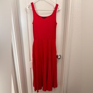 Quince Tencel Jersey Fit & Flare Dress (RED)